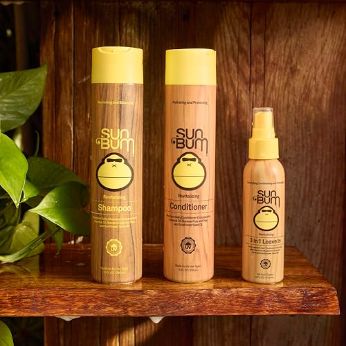Sun Bum Revitalizing 3 in 1 Leave In Conditioner - Anti Frizz Detangler - Color Safe with UV Protection - Enriched with Coconut Oil and Banana - 4 oz
