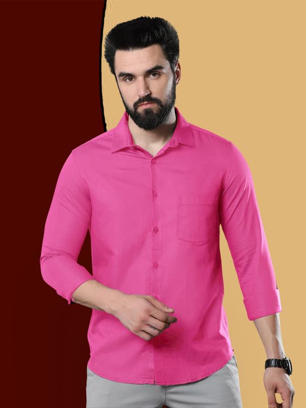 Image of Pinkmint Combo of Men Casual Cotton Blend Full Sleeves Formal Regular Slim Fit Plain Office Shirts
