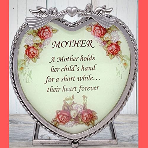 Heartfelt Heart Shaped Tealight Candleholder With Special Poem And Angels & Roses Design - 4.5" X 4" X 3" #TOP11