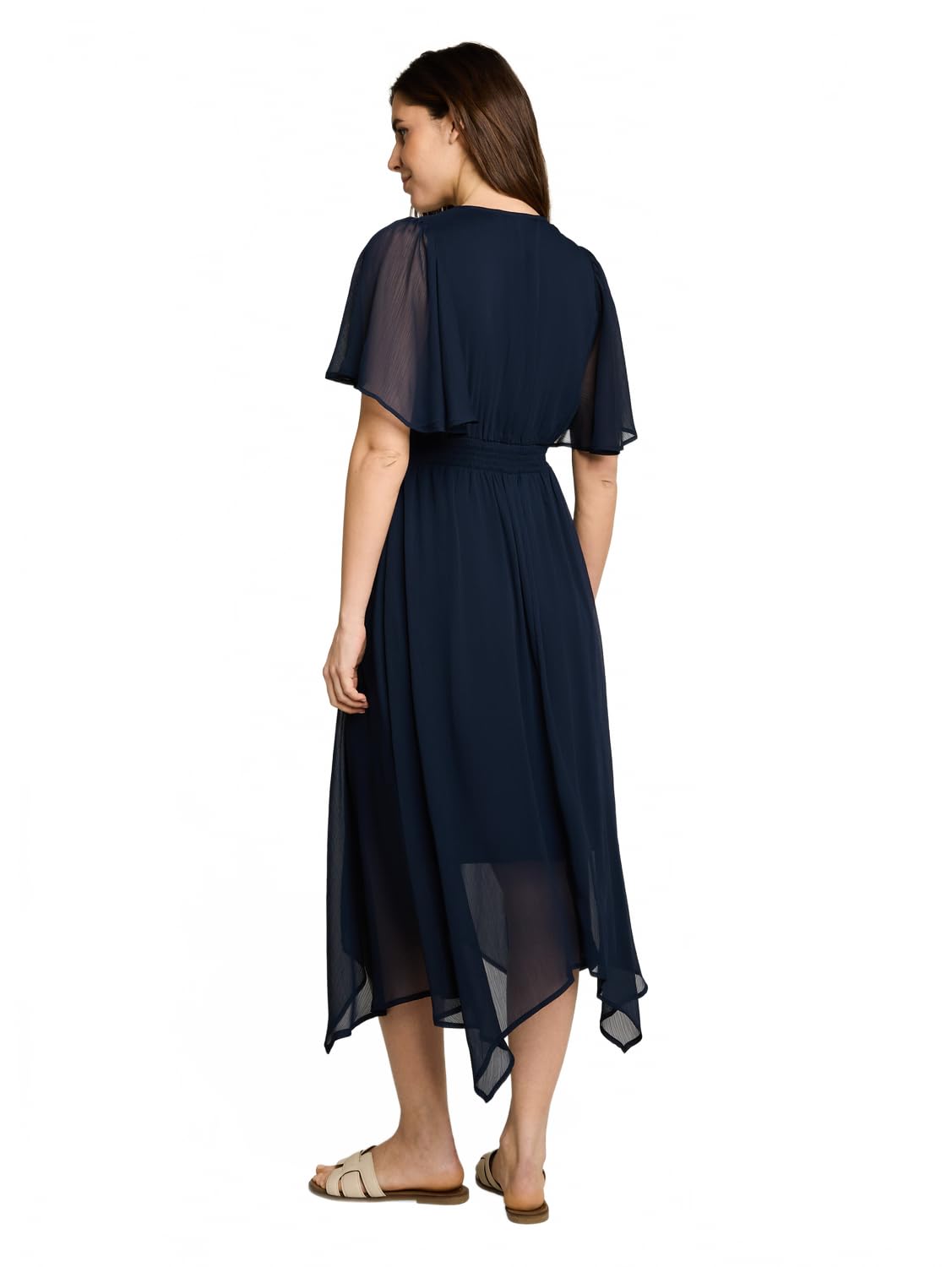 Tom Tailor Damen 1053213 Chiffon Kleid mit V-Ausschnitt