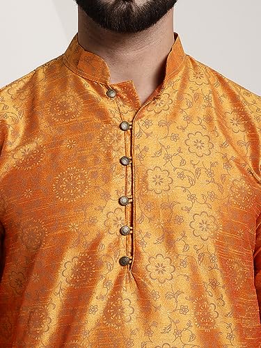 Image of SOJANYA (Since 1958 Men's Silk Blend Printed Kurta and Churidar Pyjama Set