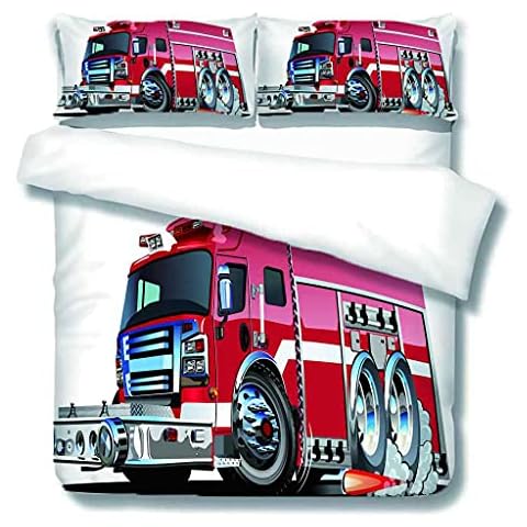 CTJRZO 3 Pieces Duvet Cover Set Double 3D Red stylish truck Quilt Duvet Cover Cover