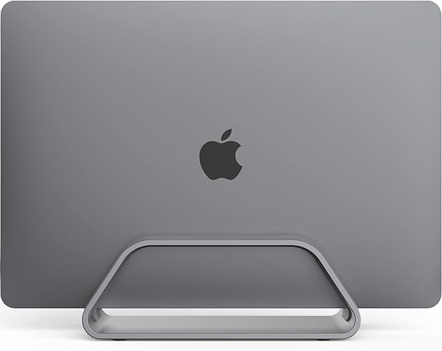 HumanCentric Vertical Laptop Stand for MacBook, Compatible with MacBook Pro Stand, MacBook Air Stand, Laptop Holder for Apple Laptop Desk Stand, Aluminum Laptop Vertical Stand, Space Gray Mac Stand