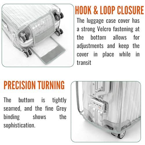 Image of Pack of 3 Zippered Clear PVC Suitcase Covers - Waterproof and Dustproof Protectors for Wheeled Luggage (28 inch, 24 inch and 20 inch)