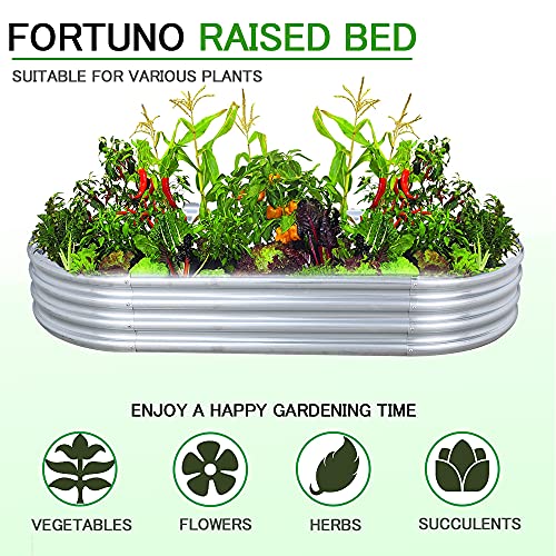 Fortuno 2 Pcs 7 X 3 X 1 Ft Galvanized Raised Garden Bed Box 82.7X35.5X12 Inch Large Oval Metal Outdoor Flower Bed Steel Patio Ground Planter For Planting Vegetables And Herbs, Silver #TOP6