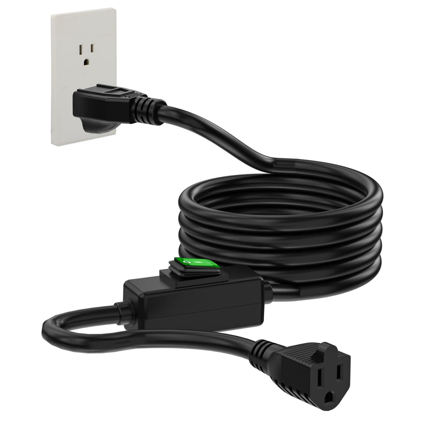 Cavo di prolunga impermeabile a 3 poli per esterni, cavo di prolunga per interruttore on/off in linea, SJTW 14AWG 3C IP57, impermeabile, interruttore in linea da 125 V