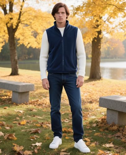 Men's Fleece Vest Full Zip Polar Fleece Sleeveless Jacket Lightweight Outerwear Golf Vests with Zipper Pockets2