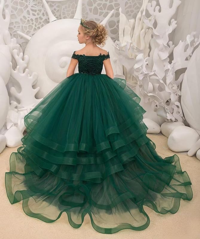 Pageant Dresses for Girls Appliques Tulle Flower Girl Dress Kids Ball Gown2