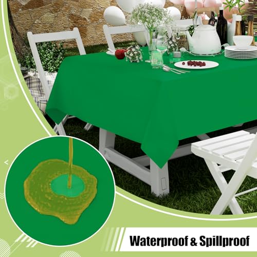 Image of Smiry Disposable Table Cloth 3 Pack, 84 Inch Round Waterproof Plastic Tablecloth, Decorative Round Table Covers for Party, Birthday, Picnic, Green