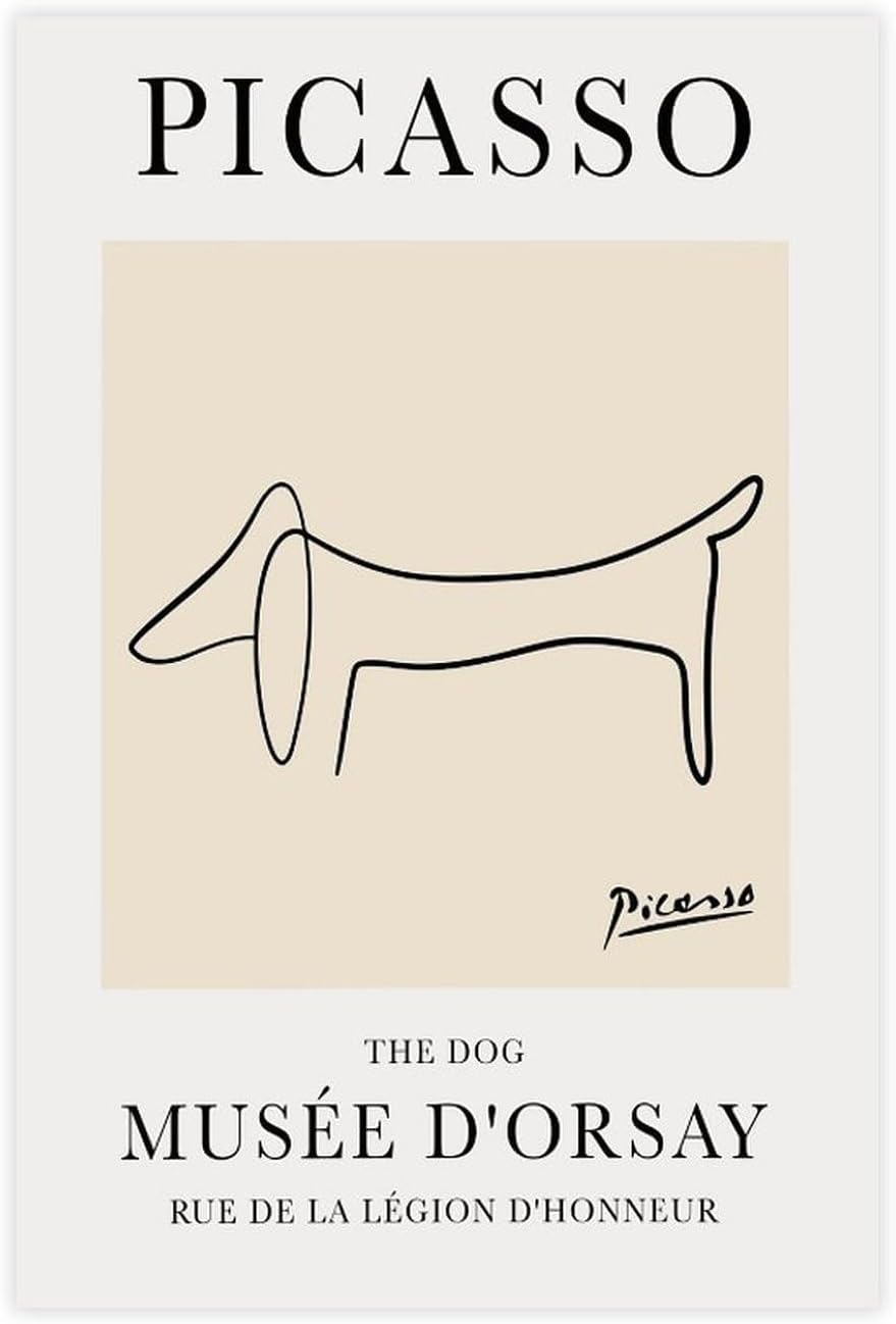 Dachshund by Pablo Picasso Canvas Poster Dog Line Wall 40x65cm Frameless
