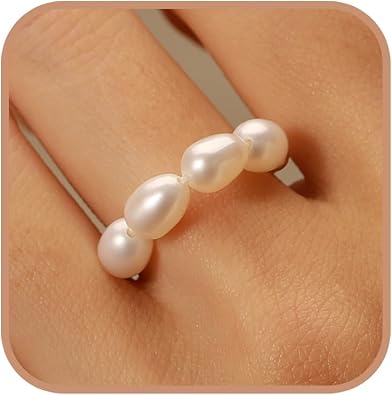 925 Sterling Silver Dainty reshwater Pearl Ring for Women