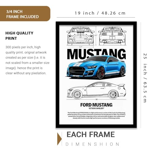Image of kotart Big Sports Cars Framed Posters Gift Items for Boys Room Wall Decoration Bedroom Living Room Office Studio Decor | Car Poster Frame for Wall Decor Set Of 3 Size (19 X 25 inch),