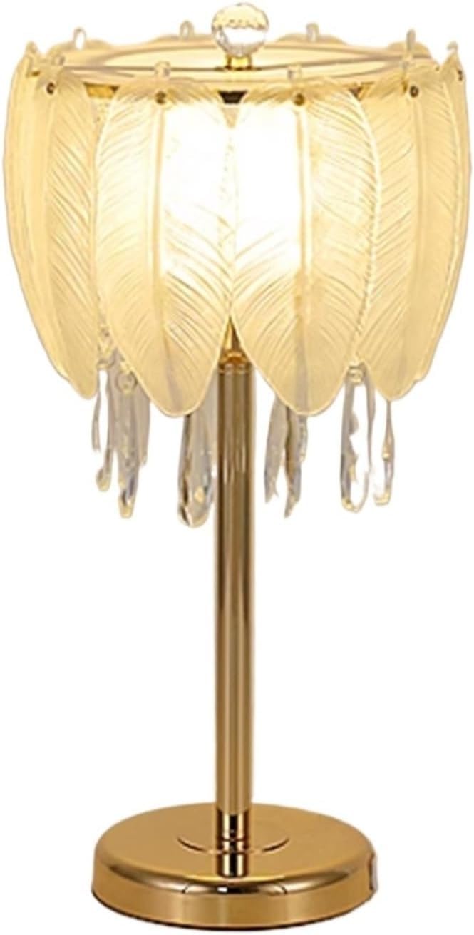 Table Lamps Simple and Modern Style Warm Crystal Feather Glass Creative