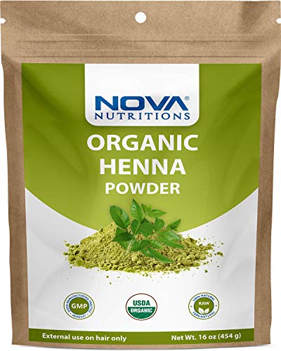 Nova Nutritions Certified Organic Henna Powder 16 OZ (454 gm) - 100% Natural & Chemical Free