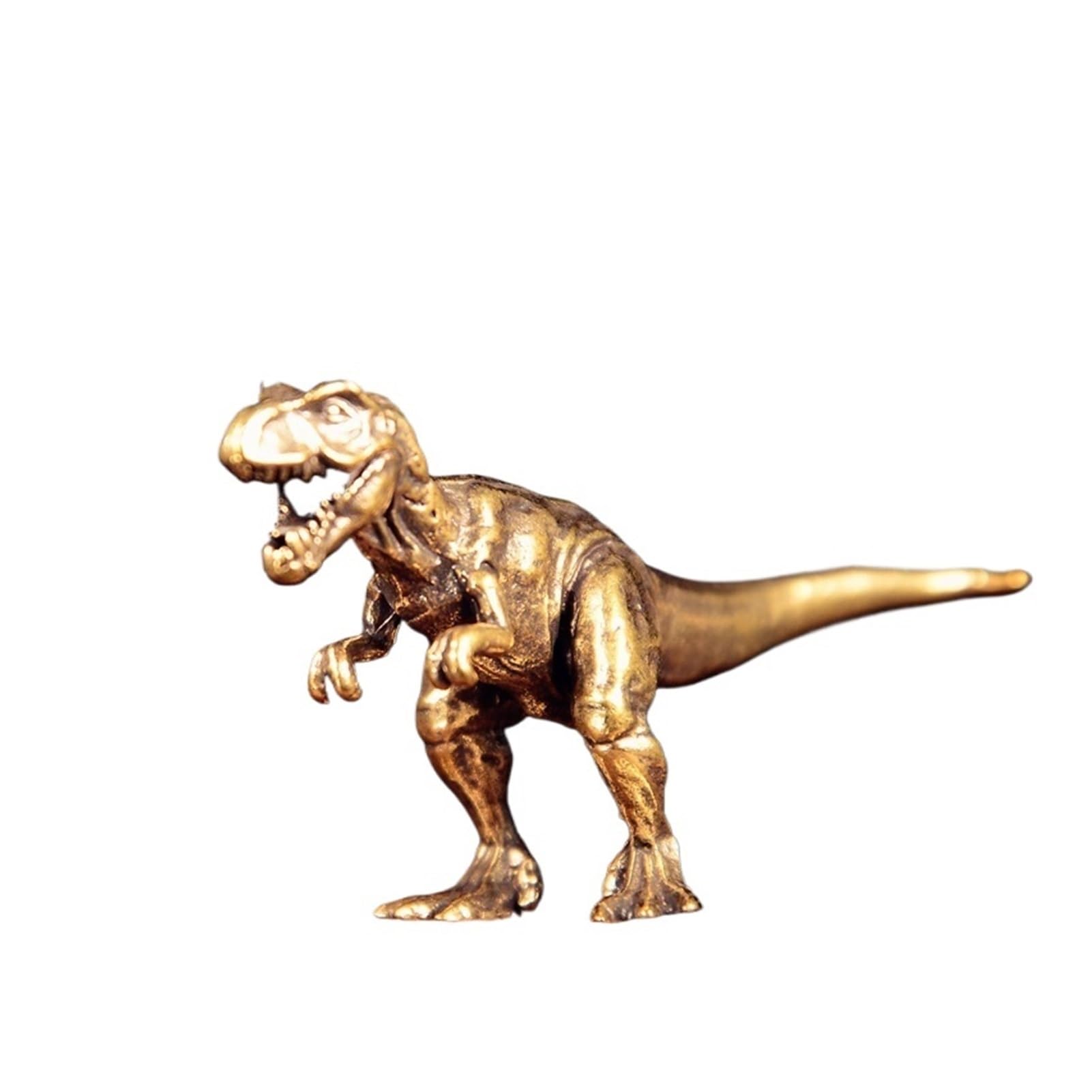 Huolimxun One Color Brass Jurassic Mini Tyrannosaurus Rex Dinosaur Statue Handicraft Home Office Study Desktop Small Ornaments