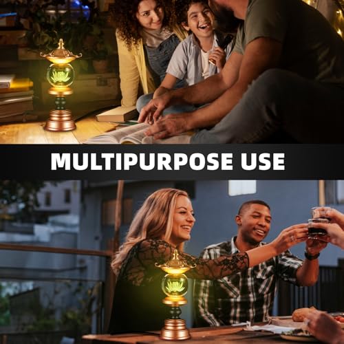 Image of Lotus Lamp Lights 7 Color LED Buddhist Meditation Supplies (11in) | Soft Lighting;Alloy Glass;Multi-scene Decor;Fine Craft;Auspicious Symbol