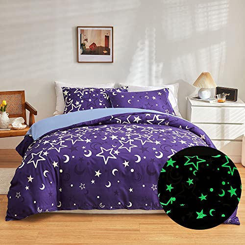 Housse de Couette phosphorescente pour Filles et Enfants Galaxie et Nuit étoilée Super Douce pour Chambre de Fille ou de Fille Cover
