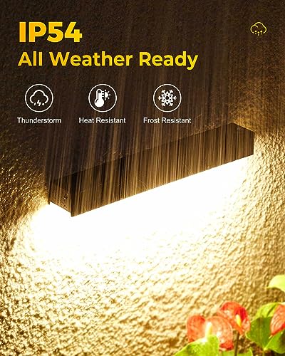 LUHLEE Solar Wall Lights - Modern Outdoor Solar Wall Lamps, Bright LED Wall Sconce for House, Yard, Deck, Garage, Front Porch