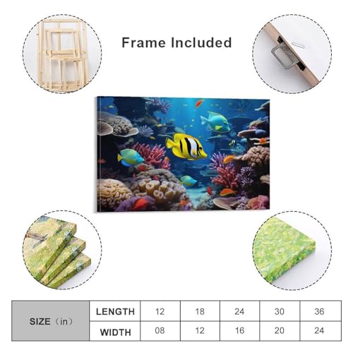 Toile poisson coloré solution décoration murale rapide prête à poser