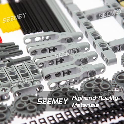 Image of SEEMEY 791 Pieces Building Block Accessories Sets Compatible with L Brand | MOC Technic Parts, Including Cars Gears Axles Wheels Connectors Chain Link Pins Connector Joints Bricks, Shock Absorber