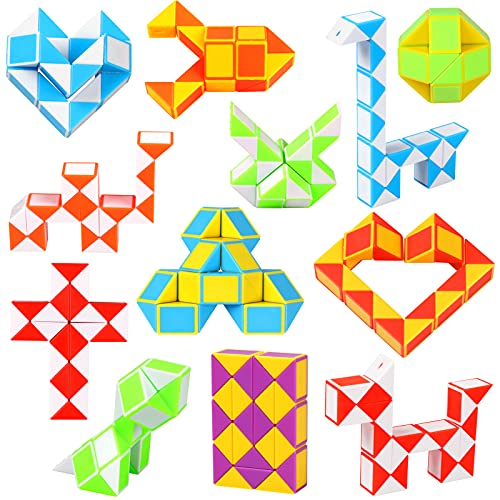 Luclay 12 Bloques Magic Snake Cube Mini Serpiente Velocidad Cubos Twist Puzzle Juguetes para Niños Relleno Piñatas Regalitos Fiesta Cumpleaños Infantil Cover