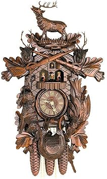 German Cuckoo Clock 8-Day-Movement Carved-Style 24.00 inch - Authentic Black Forest Cuckoo Clock by Hekas