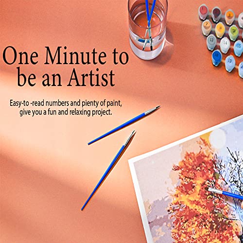 Fycert (4 Pack) Diy Paint By Numbers Kits,Canvas Oil Painting Set For Adults Beginner,16" L X 12" W Drawing Paintwork With Paintbrushes,Acrylic Pigment - Tree & Moon,Version 1 #TOP3