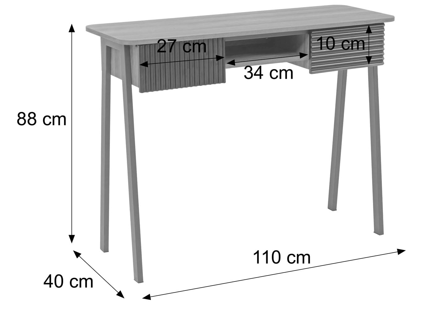 Stolik konsolowy HWC-O40, stolik pod telefon, stolik pomocniczy, półka MDV, melamina, metal, 88 x 110 x 40 cm, kolor naturalny