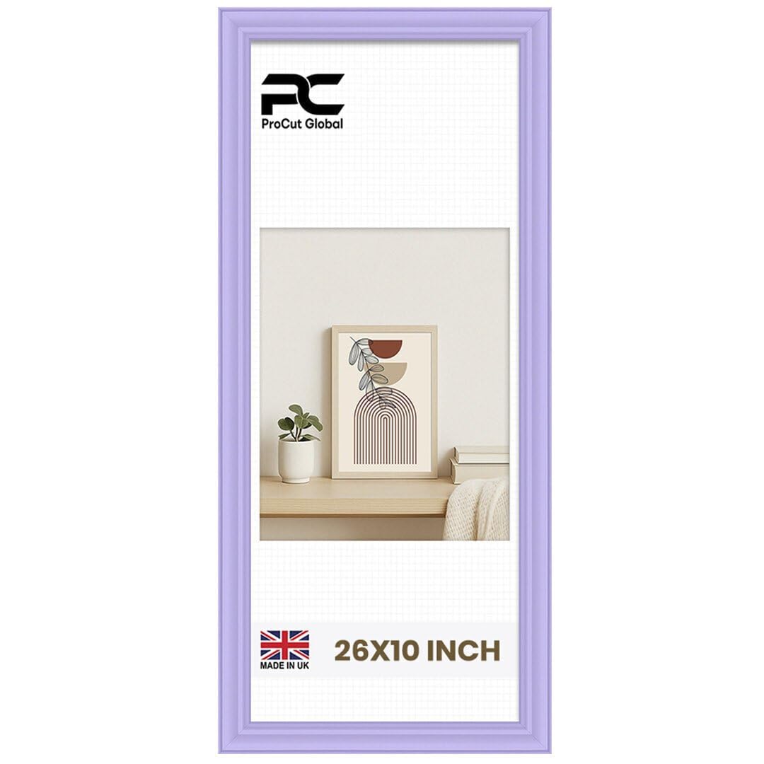 Procut Global 26x10 Purple Picture Frames - Classic Wooden Photo Frame with Shatterproof Perspex for Wall or Tabletop - Perfect for Posters, Certificates & Prints - Sizes & Colors Available