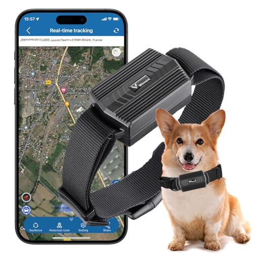 Winnes GPS perros Vaca/Caballo/Oveja GPS Tracker 3000mAh IP66 Impermeable Seguimiento en tiempo real Granja Mascota Tracker Collar para animales grandes con APP gratis No Suscripción