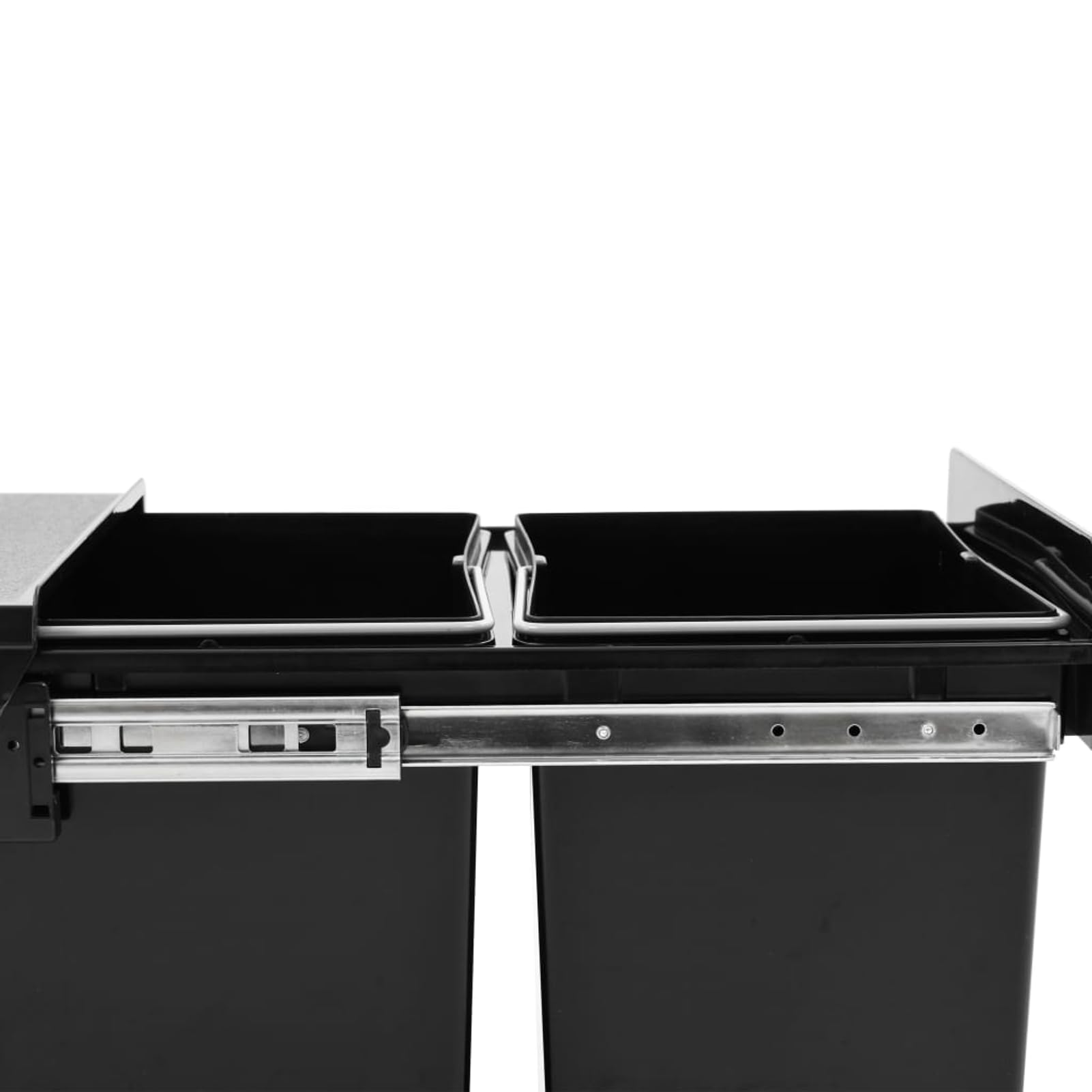 36L Mülleimer mit 2×15L Behältern, Ausziehbarer Abfallsammler aus ABS und PP in Schwarz, Soft-Close-Mechanismus, Ideal für den Einbau in Küchenschränke 51179
