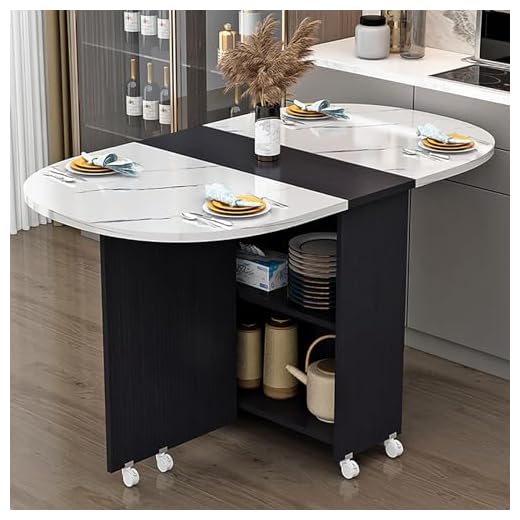 Space Saving Folding Dining Table with 2 Tier Storage-Extendable Drop Leaf Farmhouse Wood Kitchen Dining Room Tables Set for 4, Collapsible Expandable Rectangle Dinner Kitchen Office Furniture 31 Kitchen Folding Dining Table, Modern Drop Leaf Dining Table With 6 Wheels, Oldable Extendable Space Saving Table With 2 Tier Storage, Foldable In 3 Forms, Ideal For Restaurant, Kitchen, Bedroom ( Colo