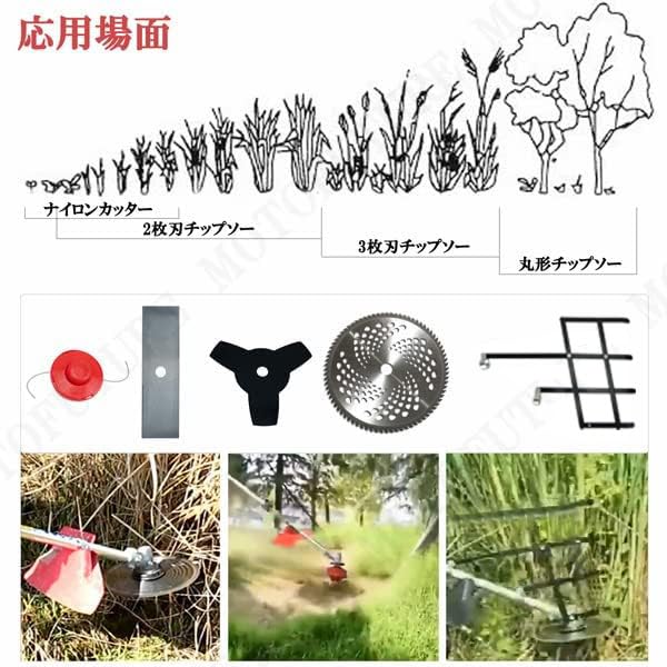 Amazon.co.jp: MOTOFUTURE エンジン式 草削り 刈払い機 付替え ヘッド4