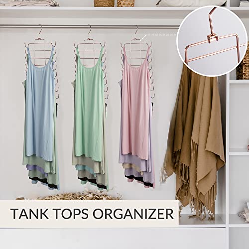 ZEDODIER Tank Top Hanger, 2 Pack Space Saving Bra Hangers, Non-Slip Hanging Sport Bras Holder, Closet Organizers and Storage for Camisoles Tank Tops Bras Ties Swimsuits Strappy Dress, Rose Gold - Thumbnail 4