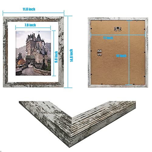 Ziranling 11X14 Picture Frame Rustic Distressed White Wood Set Of 6,Display Pictures 8X10 With Mat Or 11X14 Without Mat,Multi Photo Frames Collage For Wall #TOP3