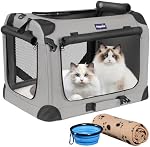 Petprsco Large Cat Carrier for 2 Cats Small Medium Dogs, Soft Pet Carrier 24x17x17 for Traveling with Warm Blanket Foldable Bowl and Washable Pad