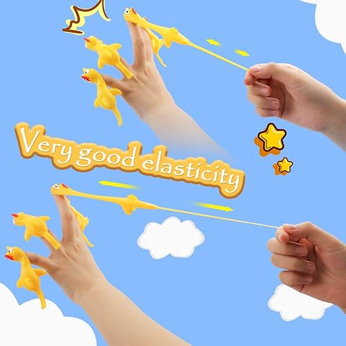 Miniatura 2 de TCOTBE Paquete de 10 pollos con tirachinas, pollo volador, divertido juego de Navidad, juego elástico para niños y niñas, recuerdo de fiesta,