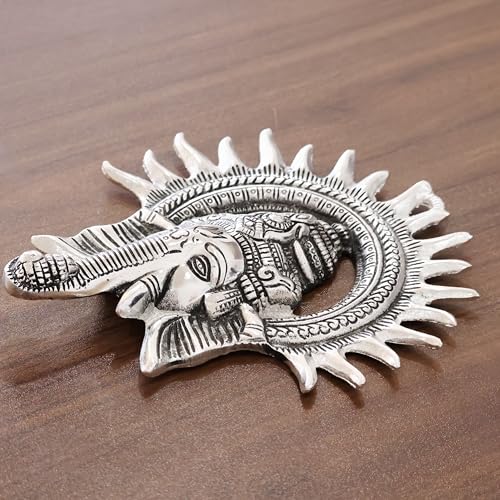 Image of Metal Ganesha ji Statue,Ganpati Wall Hanging Sculpture Lord Ganesh Idol Lucky Feng Shui Wall Decor Your Home, Office,Religious Gift Article (Silver)