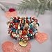 Jewellify Women Beaded Bracelet Set - Colorful Boho Stackable Design with Crystal Accents Bangle stretch Bracelet - Trendy Fashion Bracelets Jewelry for Women (Red)