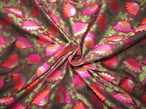 Tissu brocart soie aubergine et or métallique haut de gamme pour haute couture