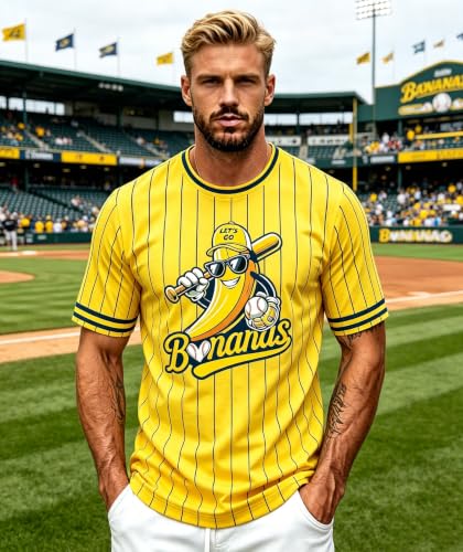 Camiseta de béisbol para hombre con diseño divertido de banana, camiseta fan para día de juego miniatura 2