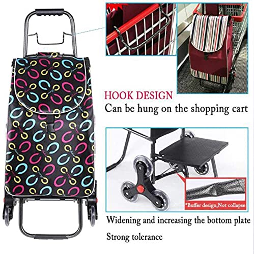JeeKoudy Faltbarer Trolley, Faltbarer Einkaufswagen mit Sitz für behinderte 6-Rad-Einkaufstrolley-Tasche, Faltbarer… – Bild 4