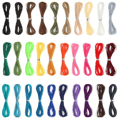 30 Colors 1Mm Waxed Cord Beading Thread For Diy Macrame Necklace Bracelet Jewelry Making String, 10M Each Color #TOP1