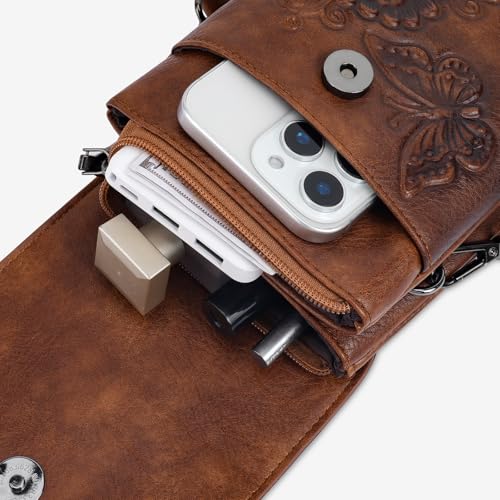 Small Crossbody Bags for Women Trendy Vegan Leather Cell Phone Bag Embossed Flower Design Wallet Purses with Strap3