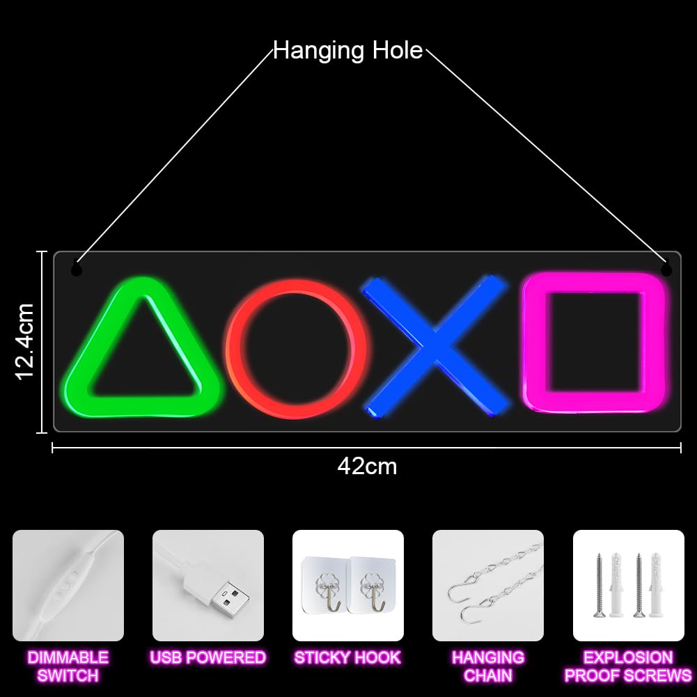 HOTUT Game Neon Sign, LED Gaming Neon Light for Wall Decor USB Powered Neon Lamp - Image 2