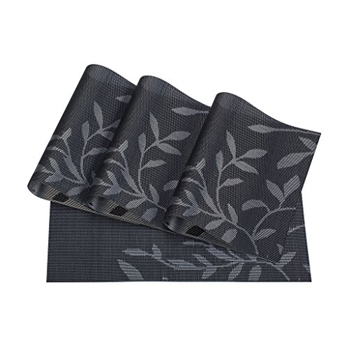 Set of 4 Heat-proof PVC Placemats,Vinyl Non-slip Washable Table Mats Protector Dining Decoration,45 * 30 CM