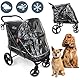 MY DUQUE – Hundebuggy Hundewagen CHAMP – XL Buggy große Hunde, geräumig, Haustierwagen, Katze, Hund, Zusammenfalten, inkl. Regencover, Getränkehalter, Stauraum, max. Last 50kg/110lb, Schwarz