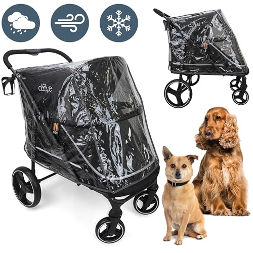 MY DUQUE – Hundebuggy Hundewagen CHAMP – XL Buggy große Hunde, geräumig, Haustierwagen, Katze, Hund, Zusammenfalten, inkl. Regencover, Getränkehalter, Stauraum, max. Last 50kg/110lb, Schwarz