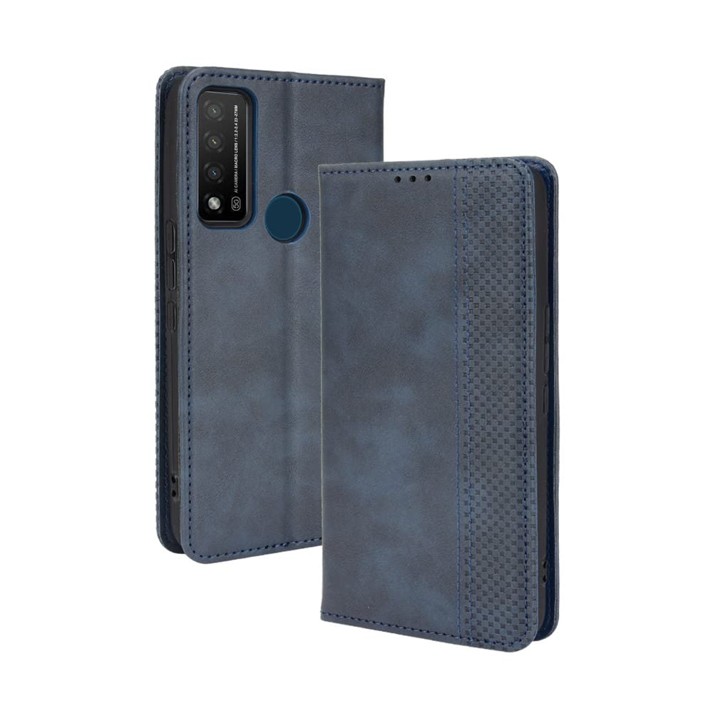 GOKEN Cover per TCL 20Y / TCL 20E, Custodia Flip PU Pelle TPU Portafoglio Custodie con Stand & Carte Slot & Disegni Rilievo, Chiusura Magnetica Telefono Case, Rosso