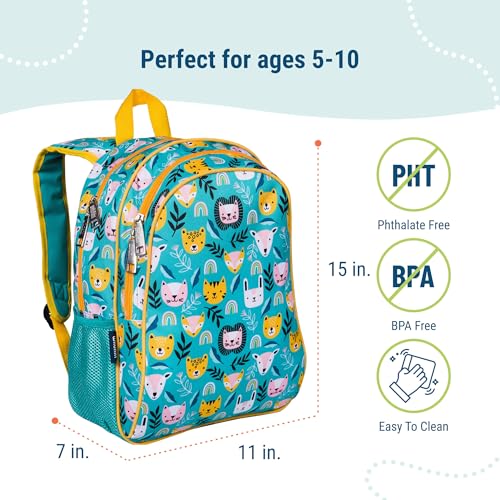 Image of Wildkin 15 Inch Backpack for Kids, Party Animals | Ages 5-10, padded straps, side water bottle pocket - coordinates with matching Wildkin lunch boxes